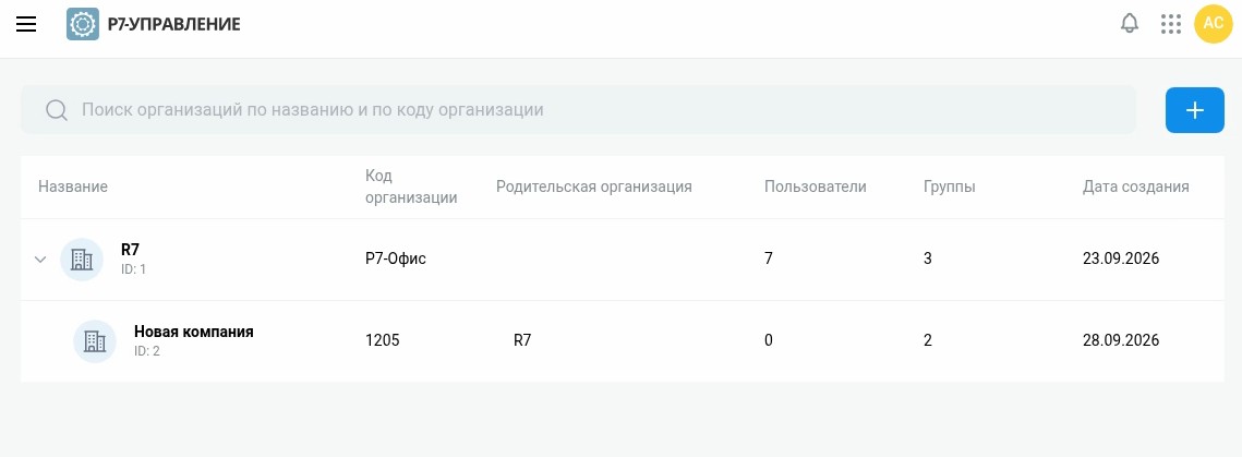 Работа с организациями