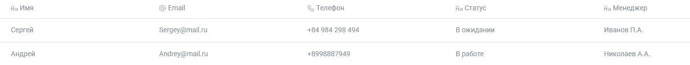 Коллекция (табличные данные) внутри Проекта
