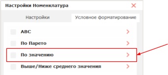 Условное форматирование в табличном отчете: ABC, Парето, по значению, выше/ниже среднего