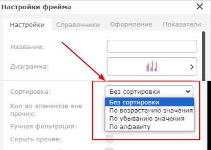 Сортировка значений и настройка группы «Прочее»