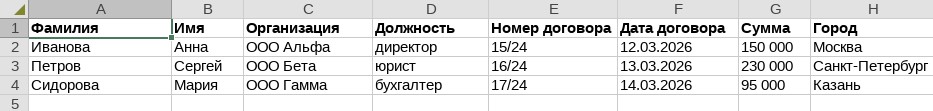 Подготовка источника данных