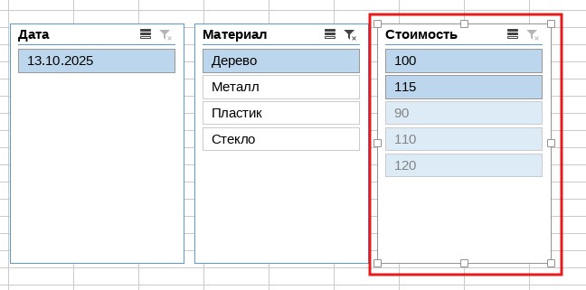 Удаление среза