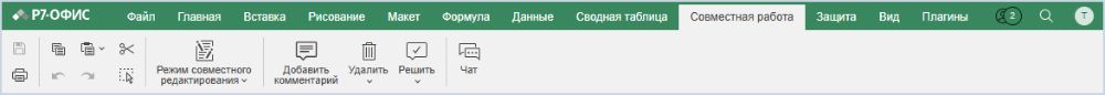 Вкладка Совместная работа