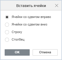 Вставка пустых ячеек, строк, столбцов