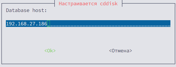 Указание IP-адреса основного сервера базы данных Database host