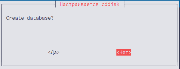 Отказ от локального развертывания СУБД (выбор «Нет»)