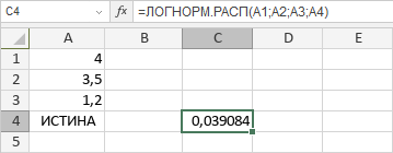Функция ЛОГНОРМ.РАСП
