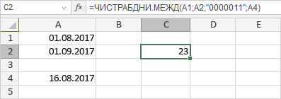 Функция ЧИСТРАБДНИ.МЕЖД