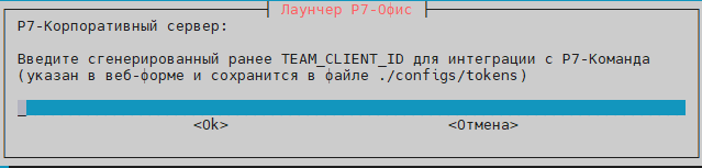 Вставьте уже подготовленные заранее токены интеграции с Р7 Команда Client ID и Client Secret