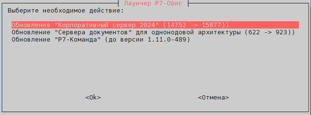 Выберите "Обновление Корпоративный сервер 2024".