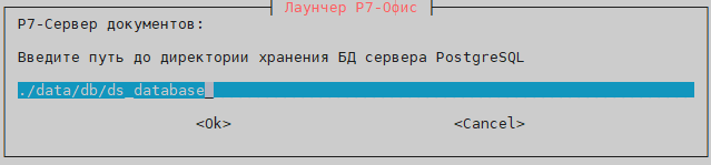 Укажите путь, где будет хранится БД сервера документов. Лучше оставить как есть. Если директория не существует, она будет создана.