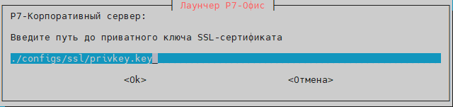 Необходимо указать путь до расположения сертификата и ключа (имена могут быть любыми)