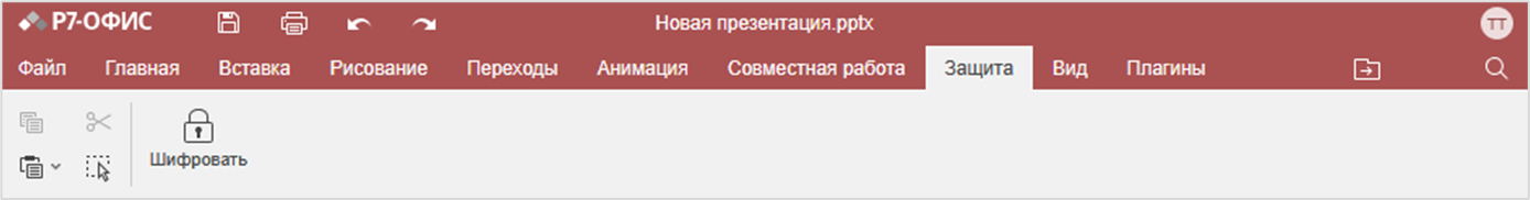 Вкладка «Защита»