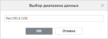 Окно «Выбор диапазона данных»