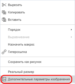 Пункт «Дополнительные параметры изображения» в контекстном меню
