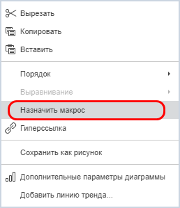 Пункт контекстного меню «Назначить макрос»
