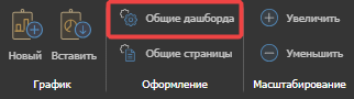 Кнопка «Общие дашборда» в разделе «Оформление» на панели инструментов
