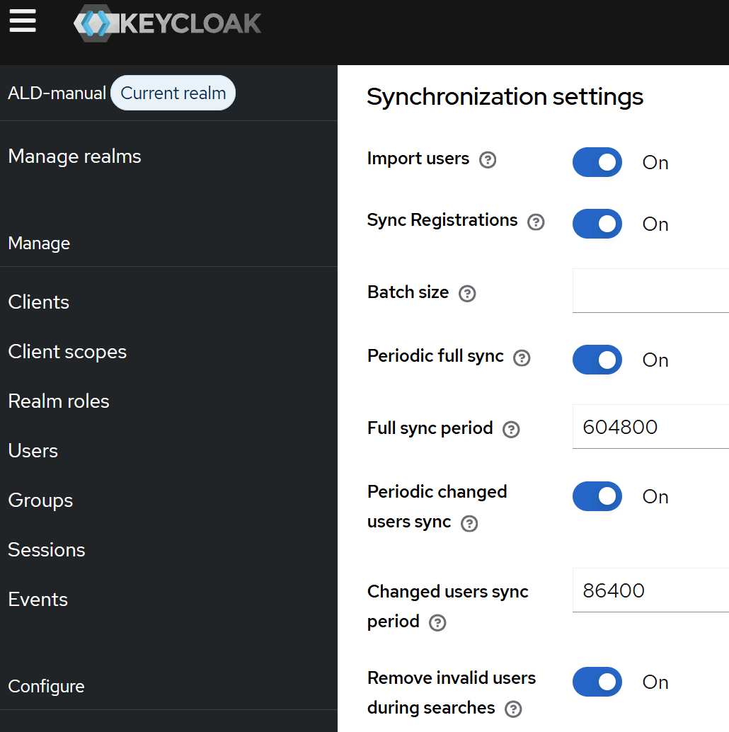 Параметры раздела «Synchronization settings»