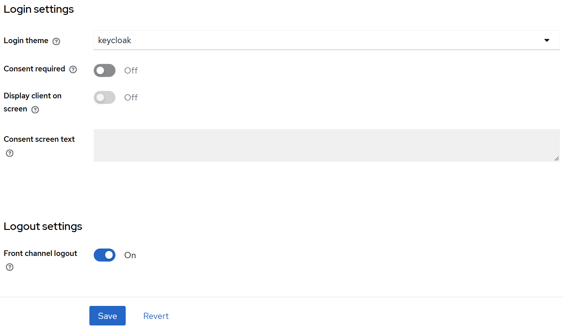 Параметры «Login settings» и «Logout settings»