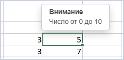 Отображение подсказки по вводу рядом с ячейкой